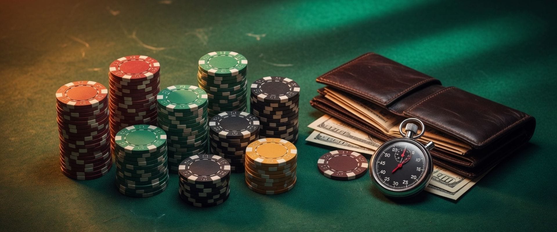 Organized chip stacks and session bankroll planning on casino felt