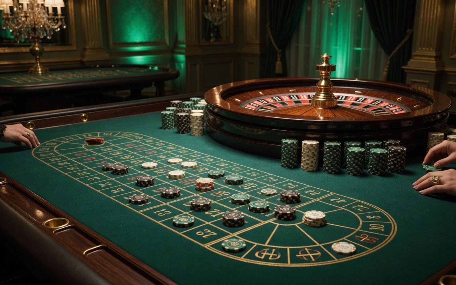 Voisins du Zéro roulette strategy mood — French call: ~17 numbers on the zero side of the wheel in one multi-chip package.